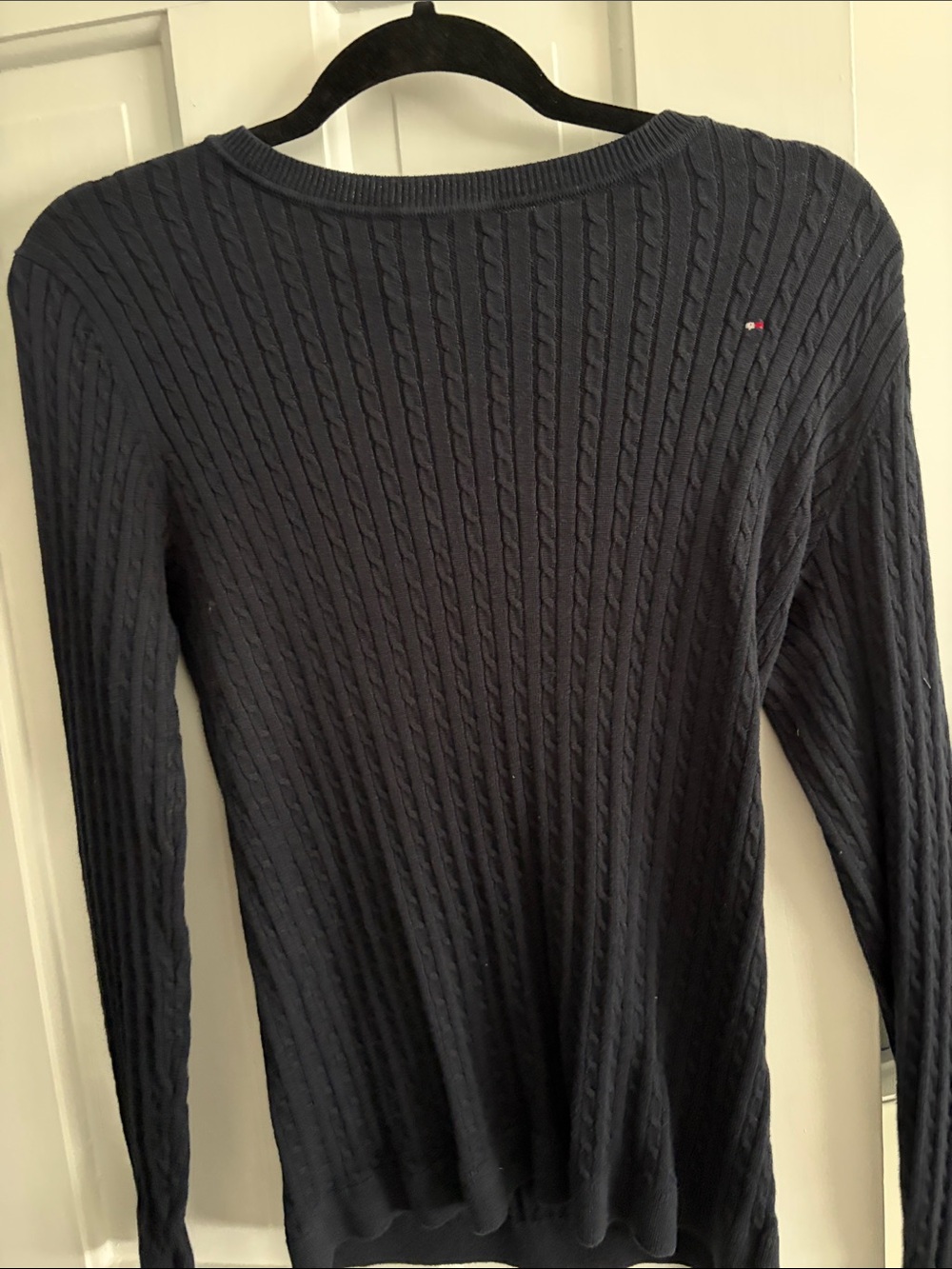 Tommy Hilfiger Women’s Navy Cable-Knit Crewneck Sweater